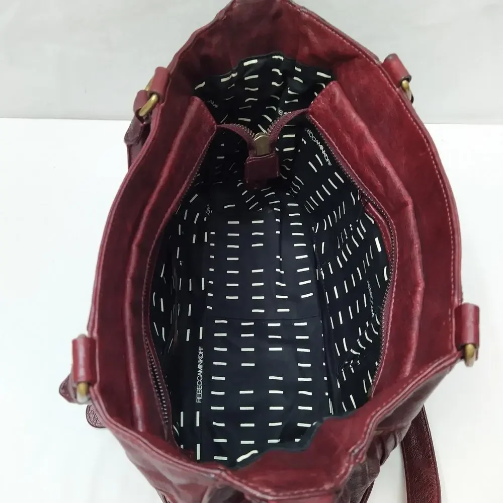 Rebecca Minkoff Rapture Burgundy Leather Tassel Double Handles Satchel Bag